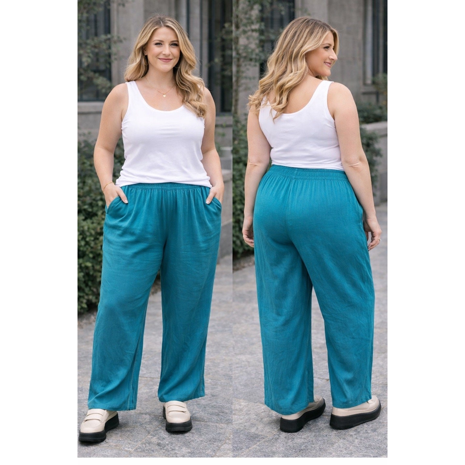 VINTAGE 1990’s Cruise Wear 100% Bemberg Pants 15”High Waist Pockets 16 18 Plus