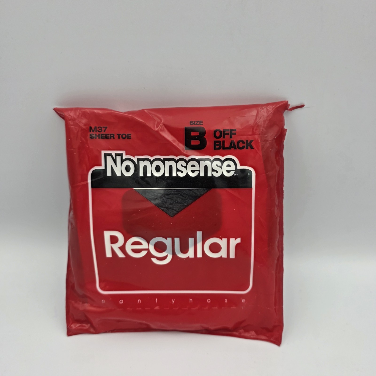 New Vtg No Nonsense M37 Regular Pantyhose Size B Off Black Sheer Toe Hosiery