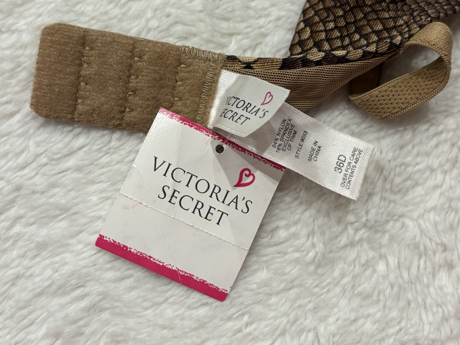 NWT Vintage Y2K 2005 Victoria’s Secret Bra 36D Snakeskin Sheer Mesh Deadstock
