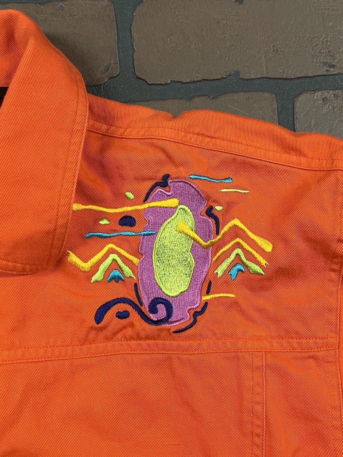 Vintage IB Diffusion Jacket Abstract Geometric 90s 1992 Sz8 Orange
