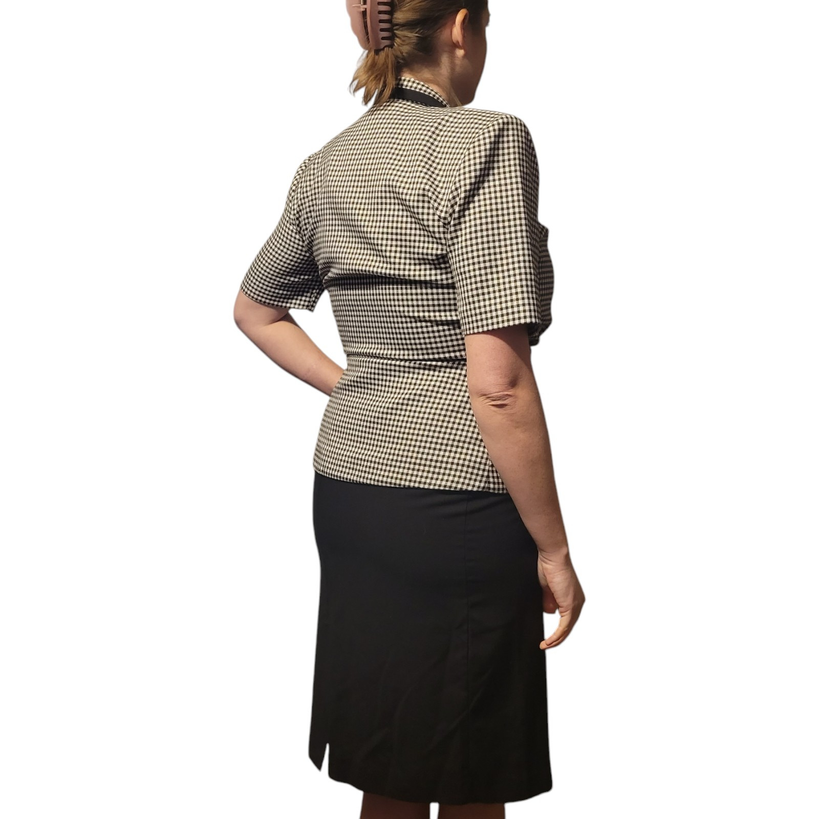 Vintage Danny & Nicole 90s Black White midi dress attached dickey blazer