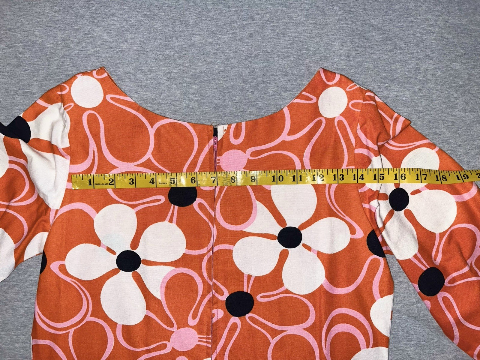 VTG Malihini Hawaiian Cotton Barkcloth Maxi Hostess Dress Orange Daises Floral