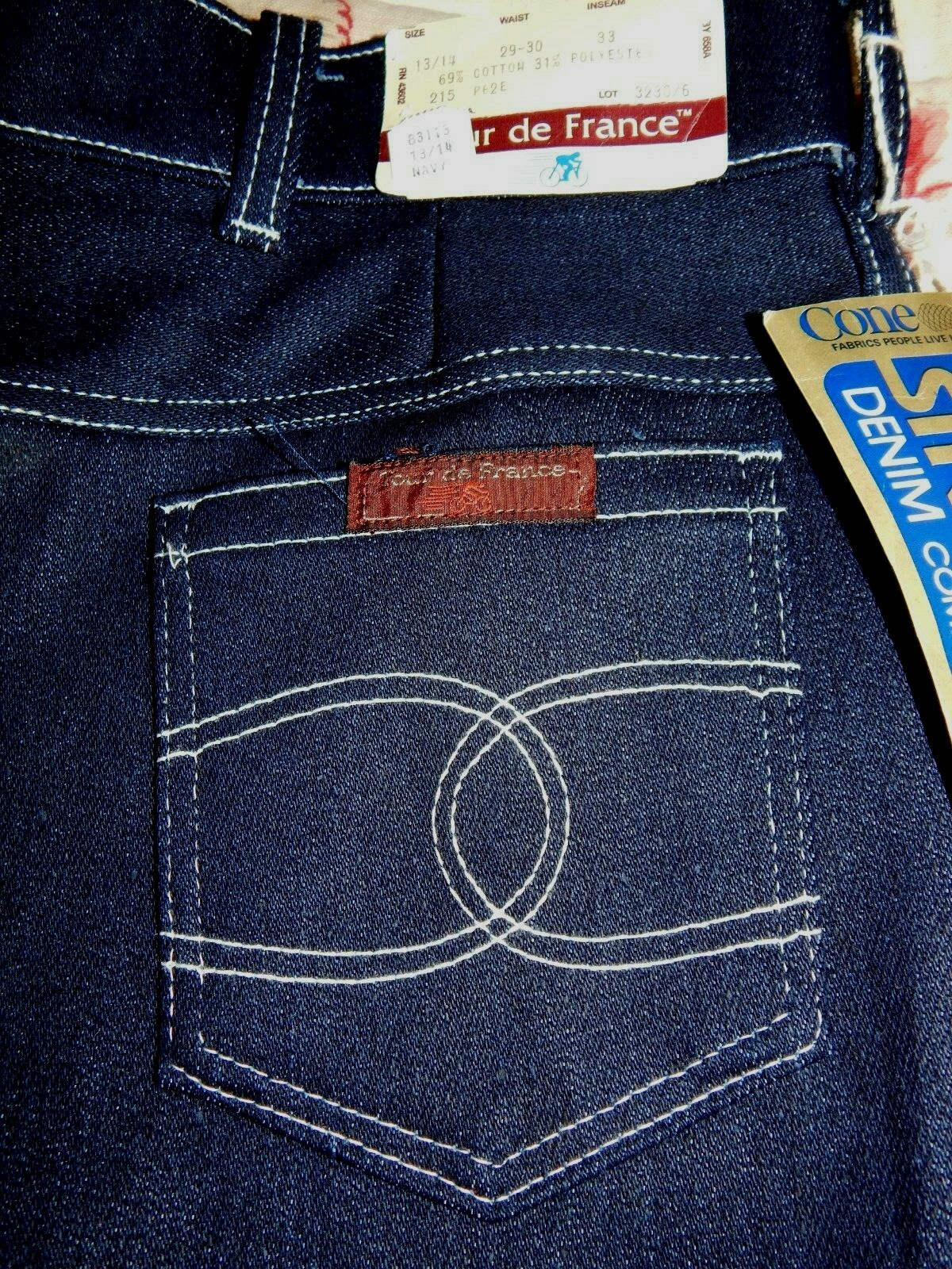 VTG Women’s Tour De France Dark Denim Jeans Deadstock With Tags S/M Hipster Mod