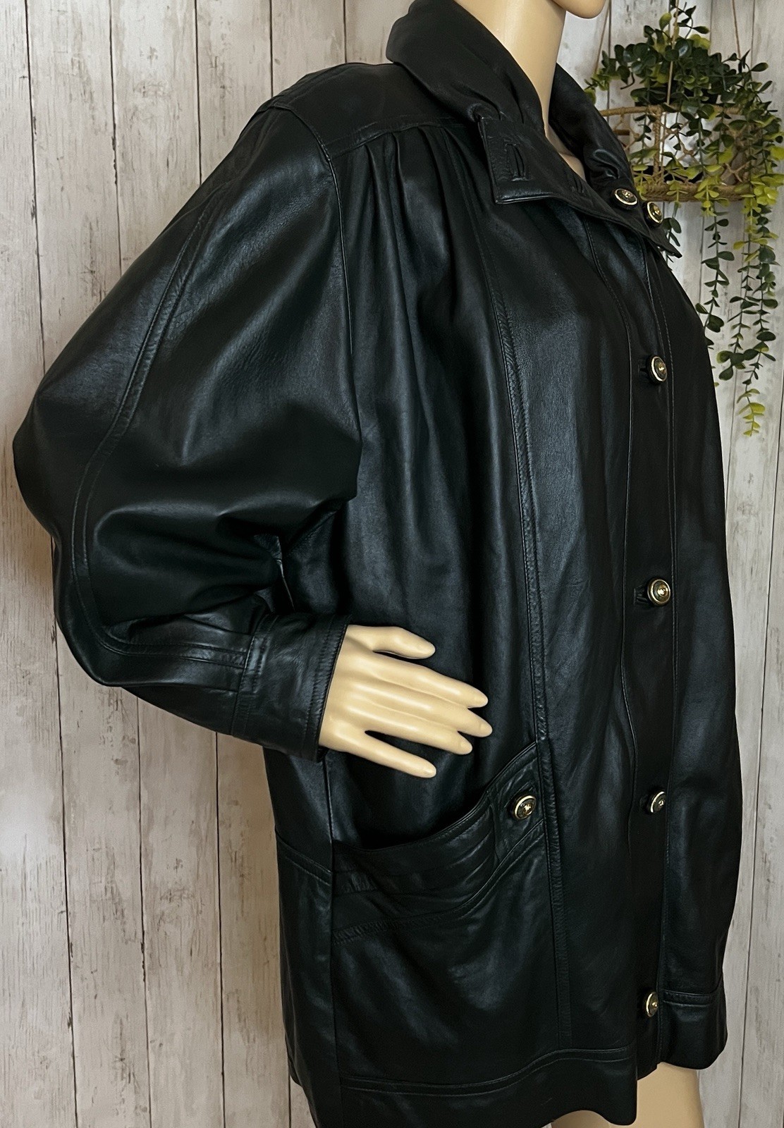 Black Leather Jacket Lightweight Coat Vera Pelle Medium Lined Italian Made