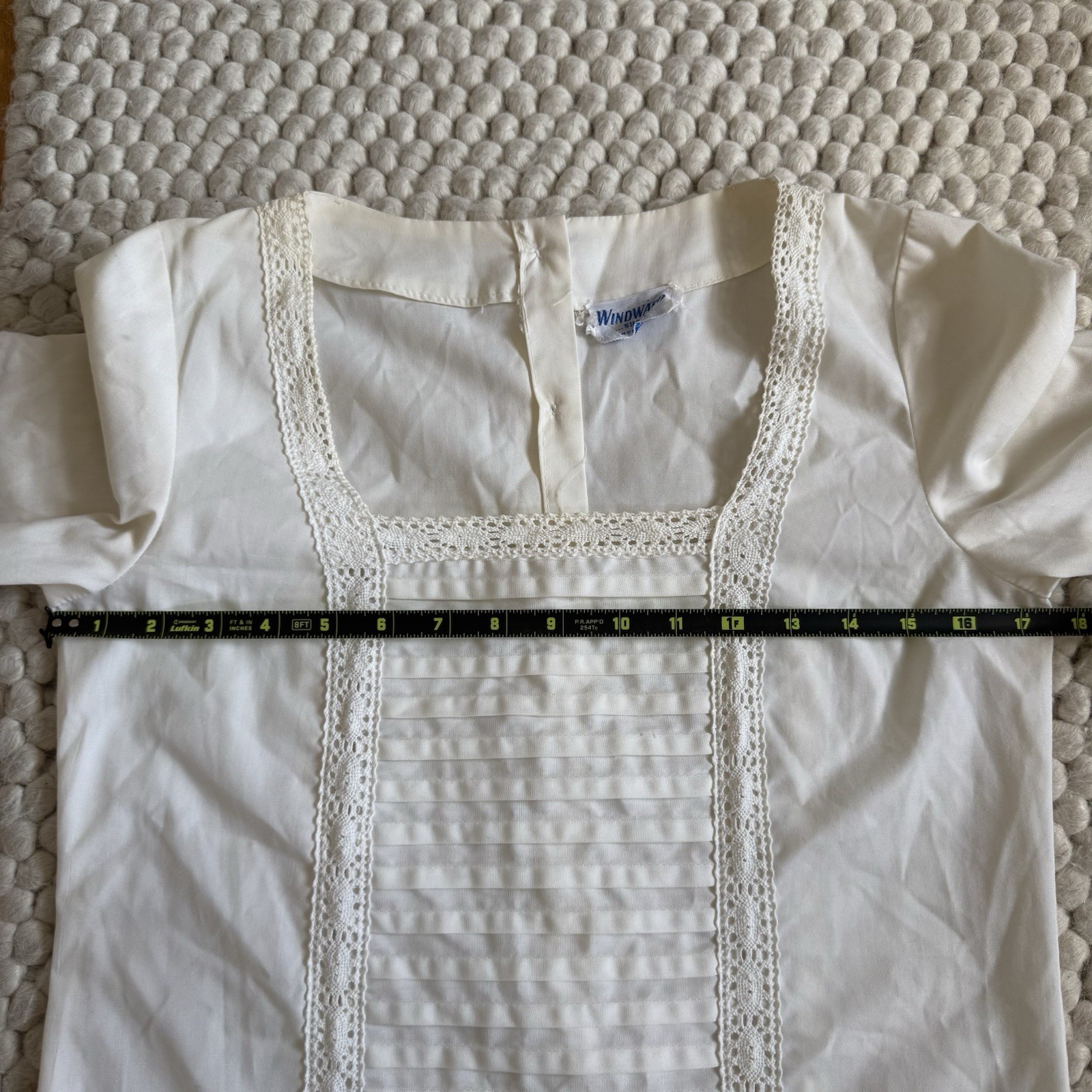 Vintage Cottagecore Windward Shop Montauk Ivory Prairie Dress M Lace Pintuck