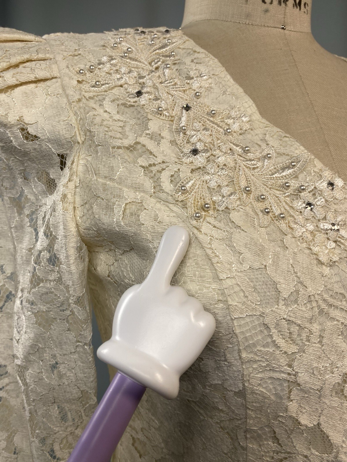 Vintage Skirt & top set SIZE SMALL 9/10 Ivory white lace wedding CACHET 80s 90s