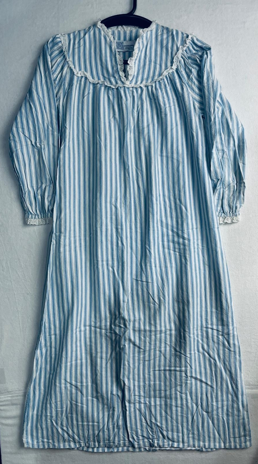 Accentuette Lanz Womens Nightgown Size Blue White Stripe Vintage