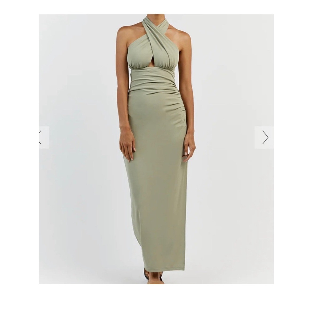 Dissh Amalfi Sage Green Halter Tie Midi Dress Small
