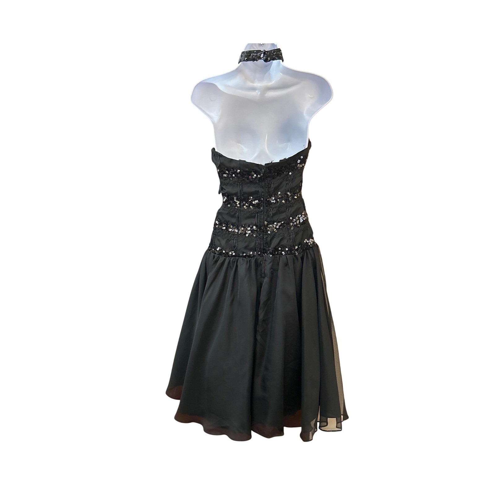 80s HW Collections Cocktail Dress Sequin Tassel Goth Whimsigoth Party LBD