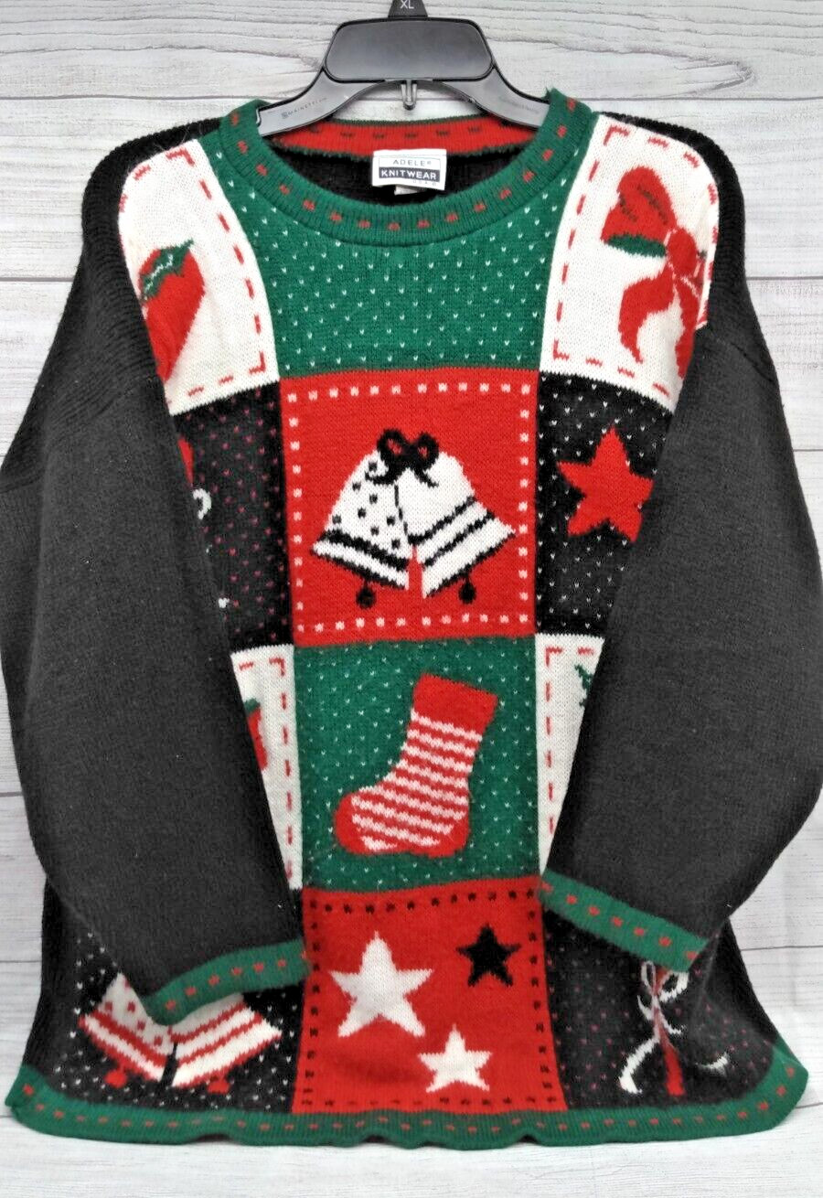Vintage Adele Knitwear Christmas Holiday Sweater Women’s Size Large – USA Made
