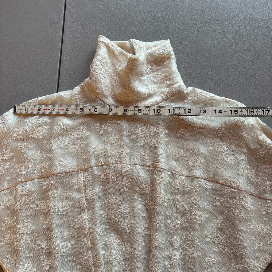 Vintage 1970s Handmade Wedding Dress Ivory Lace Edwardian Revival Cottagecore
