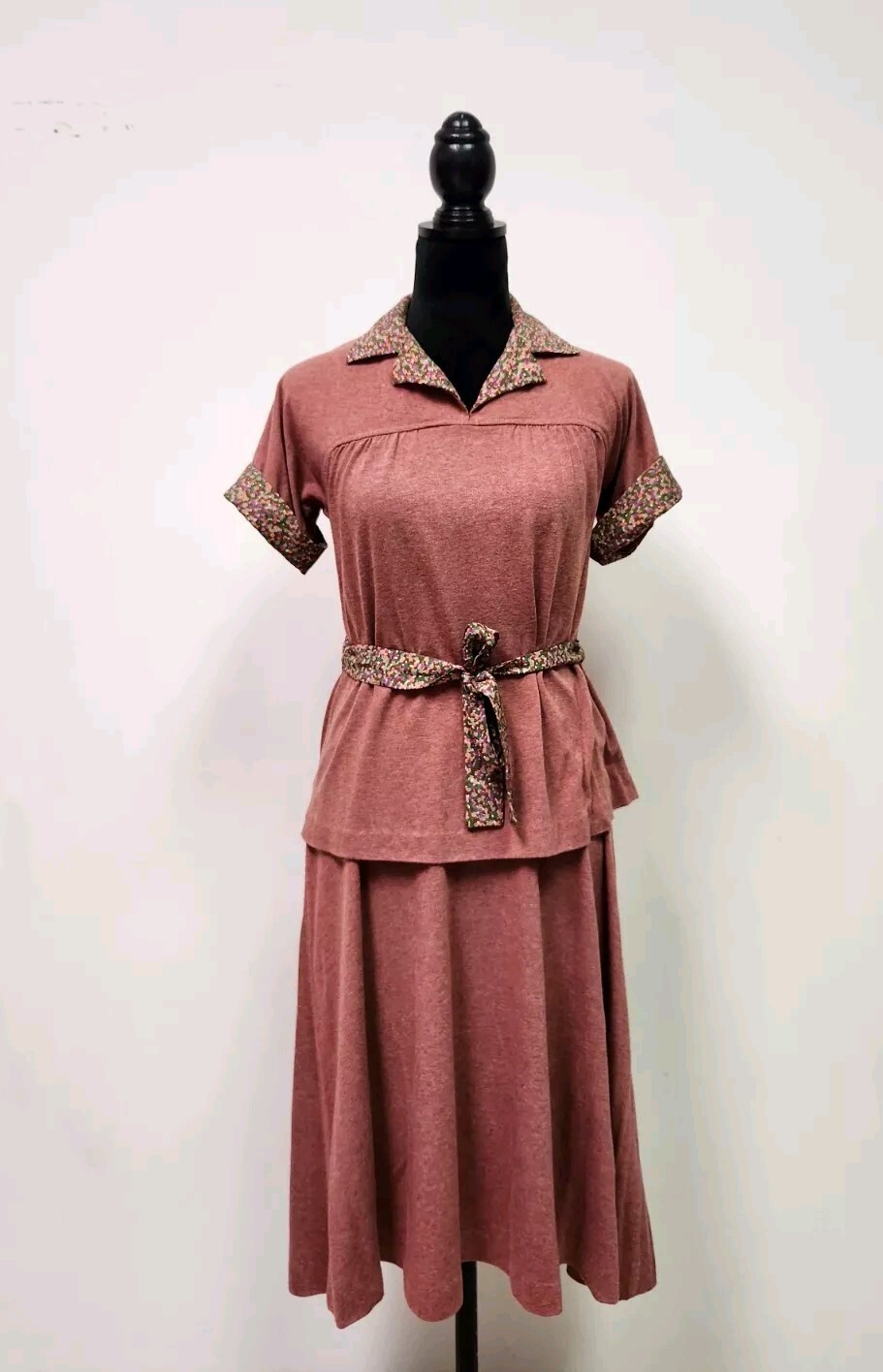 Vtg 70s Tejo Of California Women’s Skirt Set Large Terracotta No Size Tag