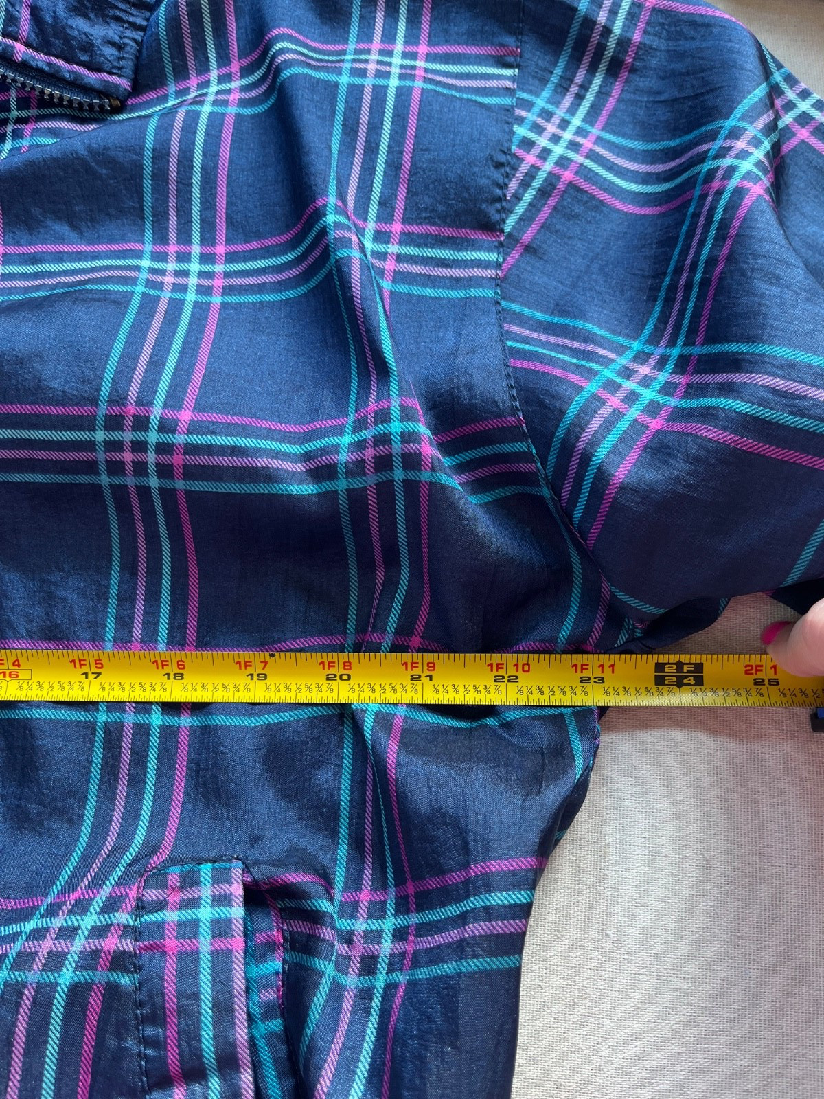 Vintage Pro Spirit Windbreaker Jacket Plaid sz M Navy 90’s Tracksuit Retro Nylon