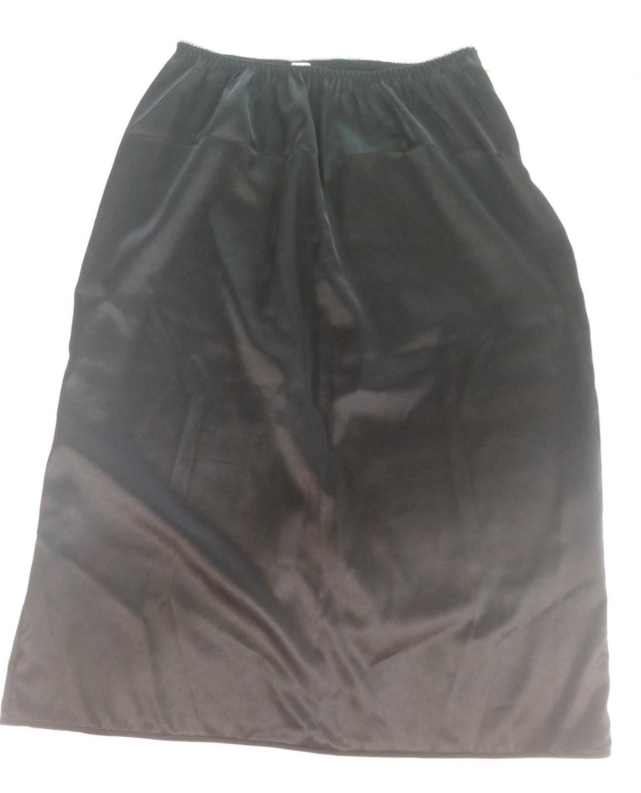 Vtg Lady Lynn Half Slip Women’s Sz Medium Black Satin 7 1/2 inch Back Slit