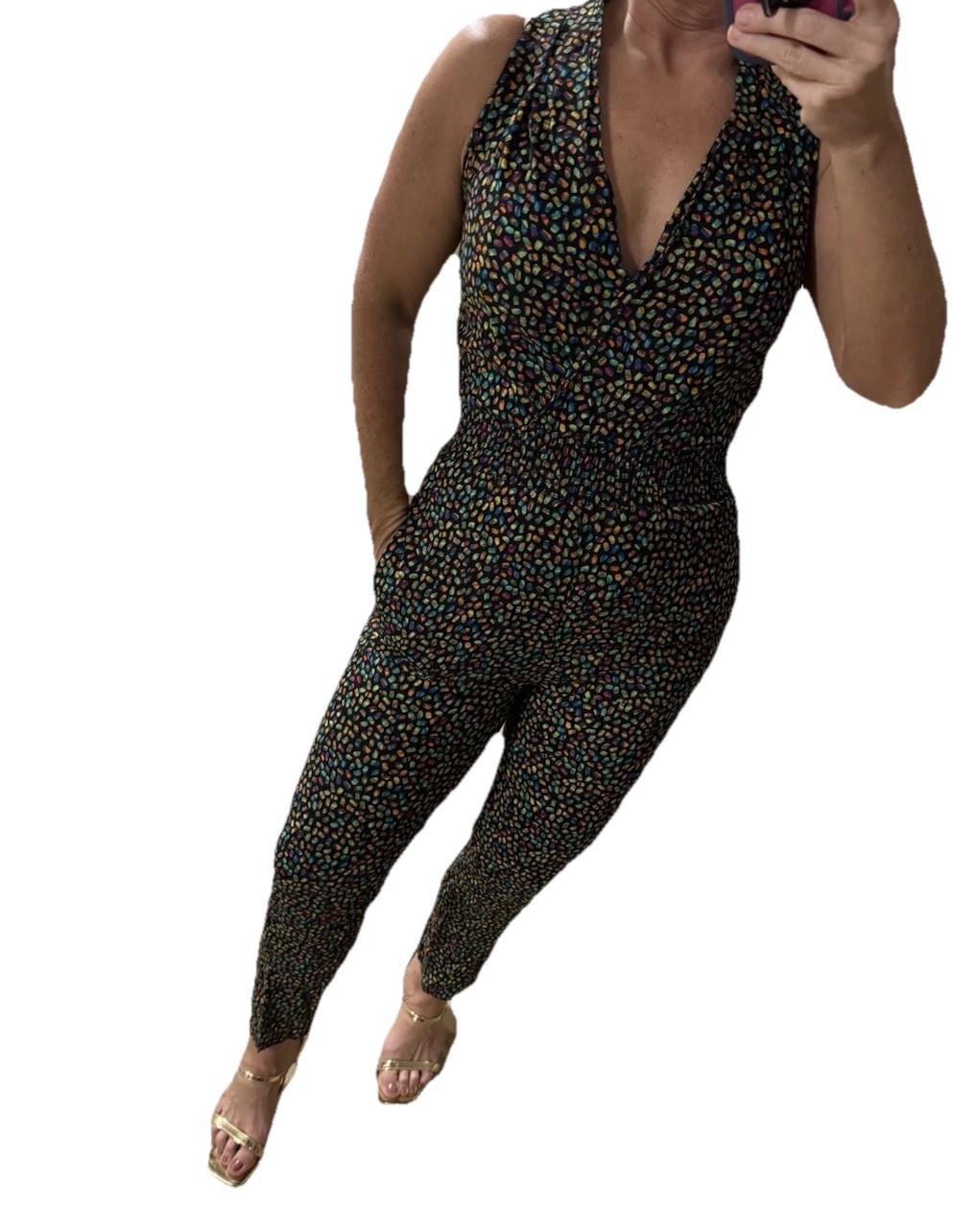 Taurus II 1980s 1990sRetro Jumpsuit Vintage Size 6 Bright Funky Print