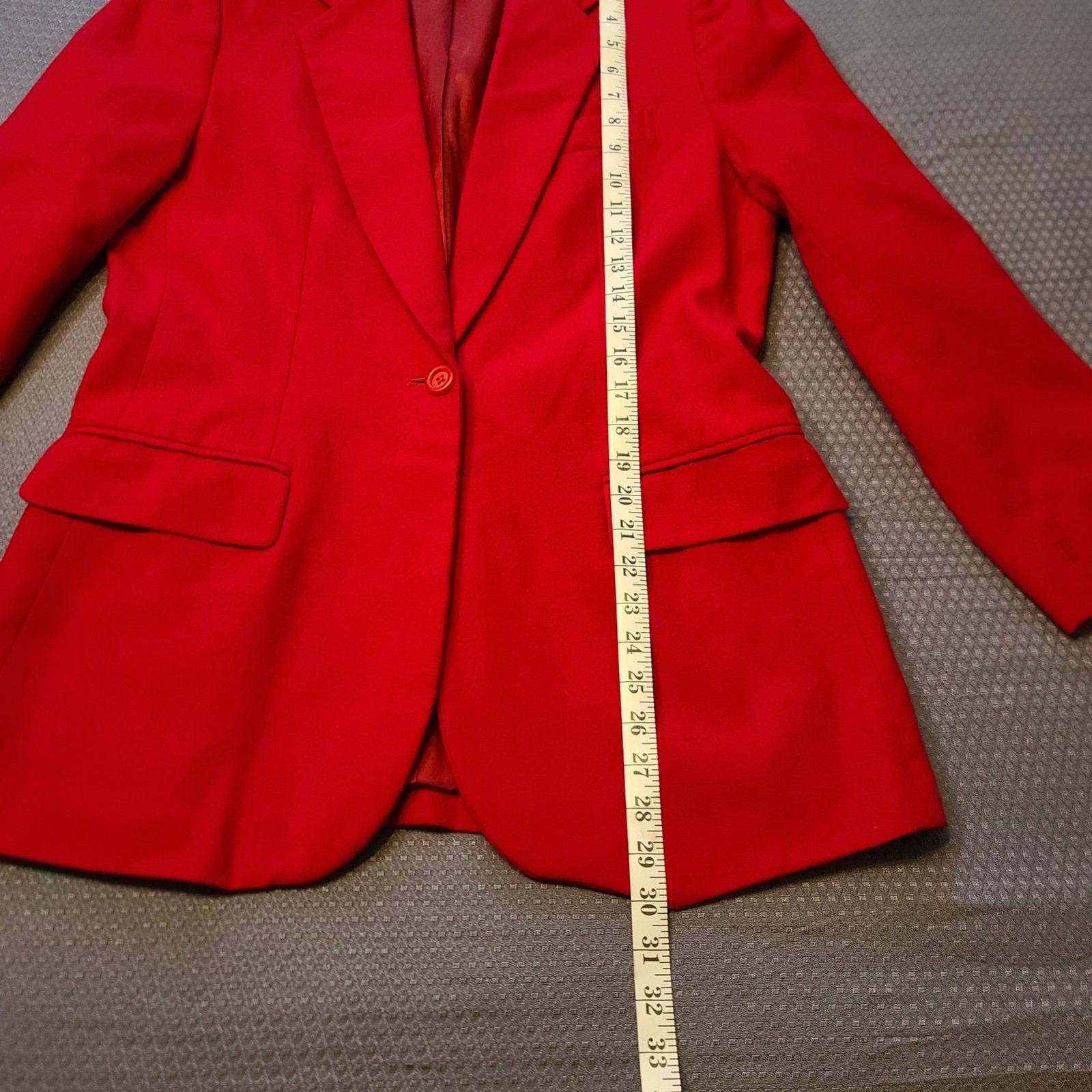 Vintage Classiques Entier Red 100% Pure Wool Pocket Blazer Size L Made in Japan
