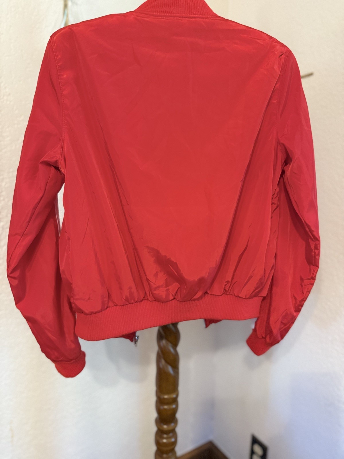 Vintage 1980s New Look Red Track Jacket White Stripes Zip Front NWOT
