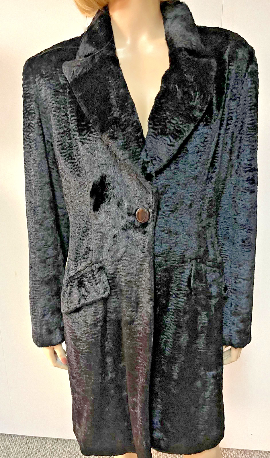 Vintage J Peterman Tour de Force Persian Lamb Velvet Jacket Size 12 Bust 40