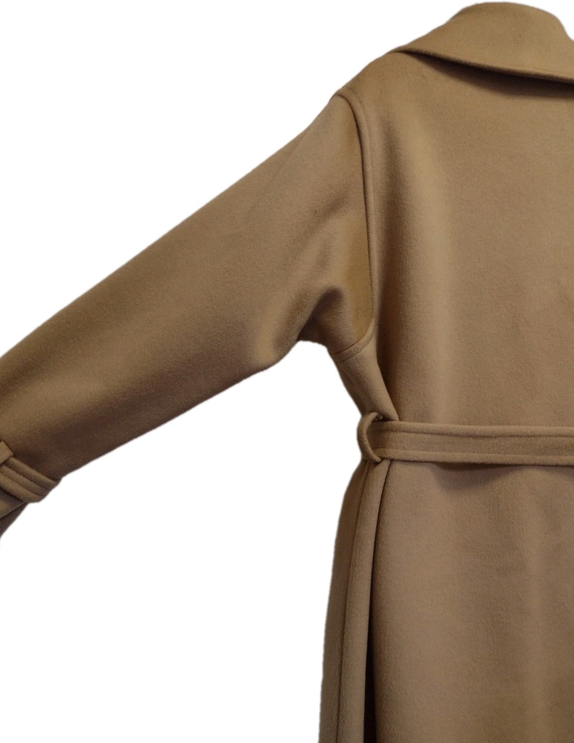 Vintage Stevens Forstmann Wool Long Coat Camel Belted USA ILGWU Quiet Luxury L