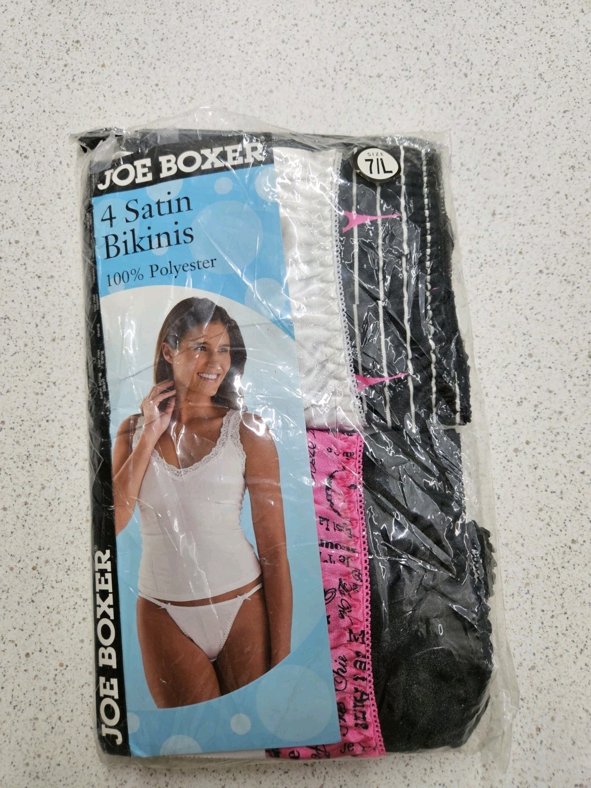 Joe Boxer Satin String Bikini Panties Size 7 LG Package of 4 Vintage, Original