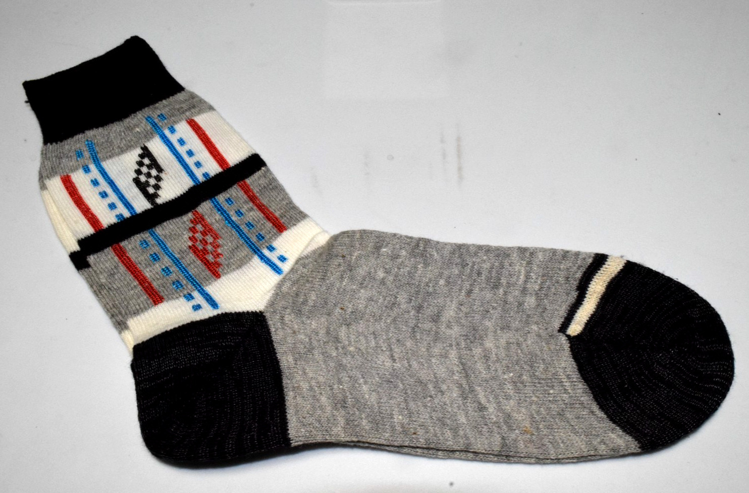 Argyle Socks VTG King James 40s 50s Gray Black Red Checker Argyle 7 x 7 Boys 8