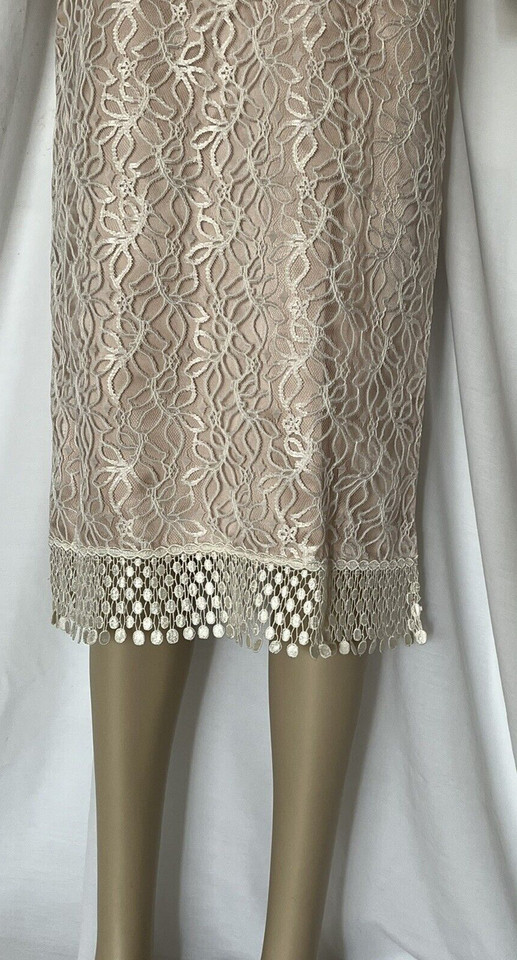 Vintage 1990’s Harmony Ivory Over Antique Satin Dress, Size 8