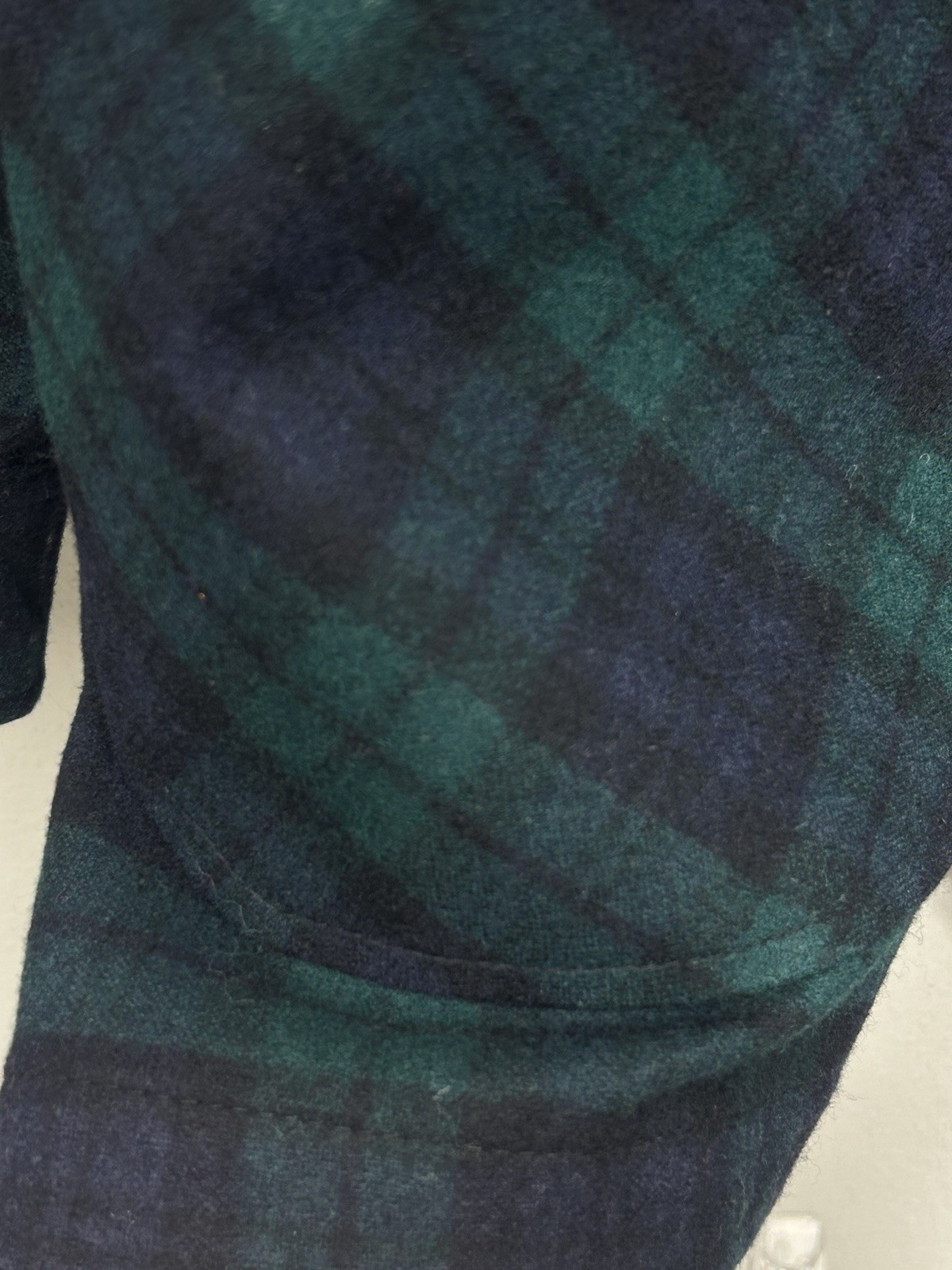Vtg Pendleton Blazer Large Green Blue Tartan Plaid Virgin Wool Crest preppy