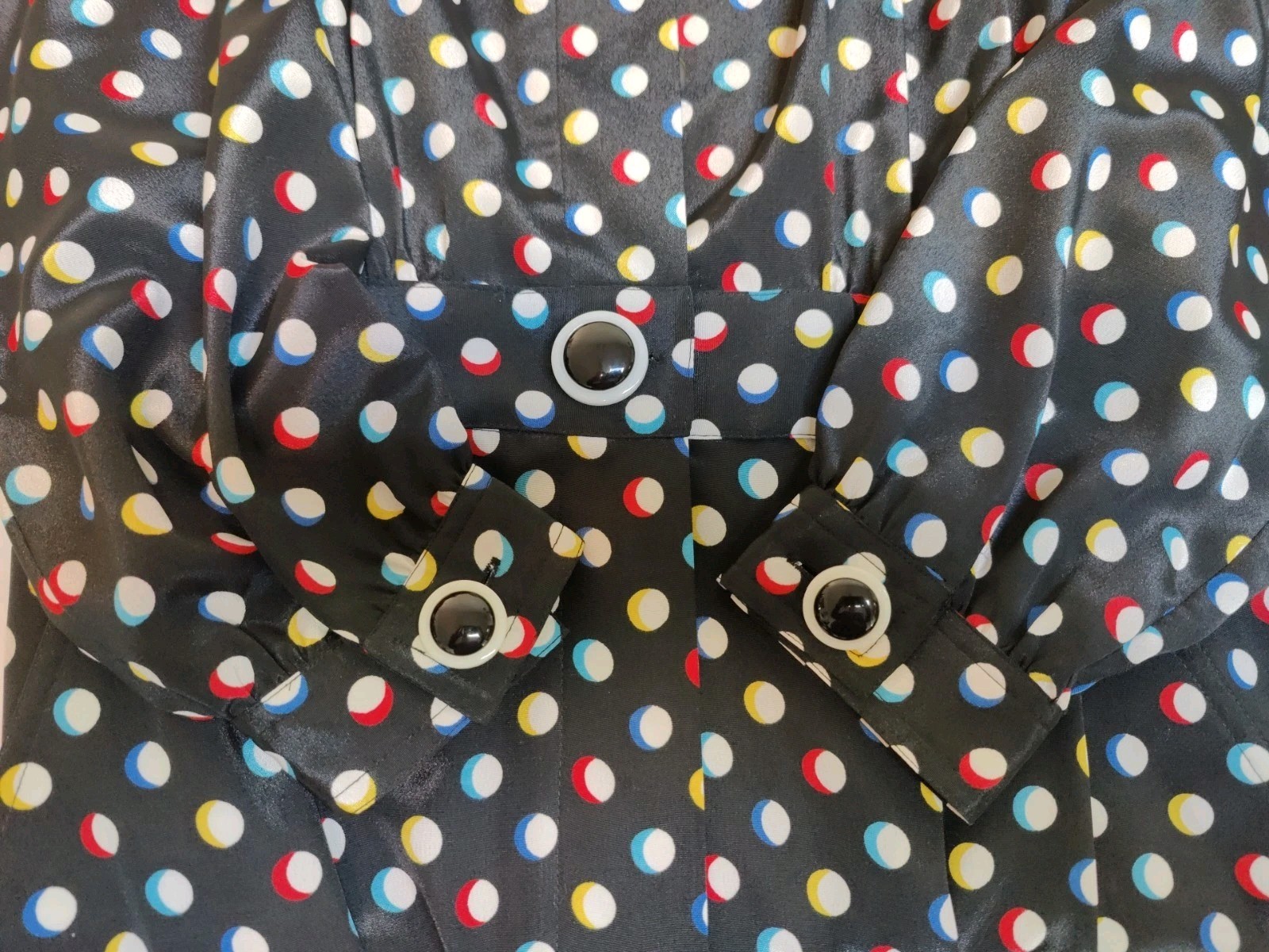 Vtg Leslie Fay 80’s Polka Dot Secretary Dress Sz M Career Shoulder Pads Pockets