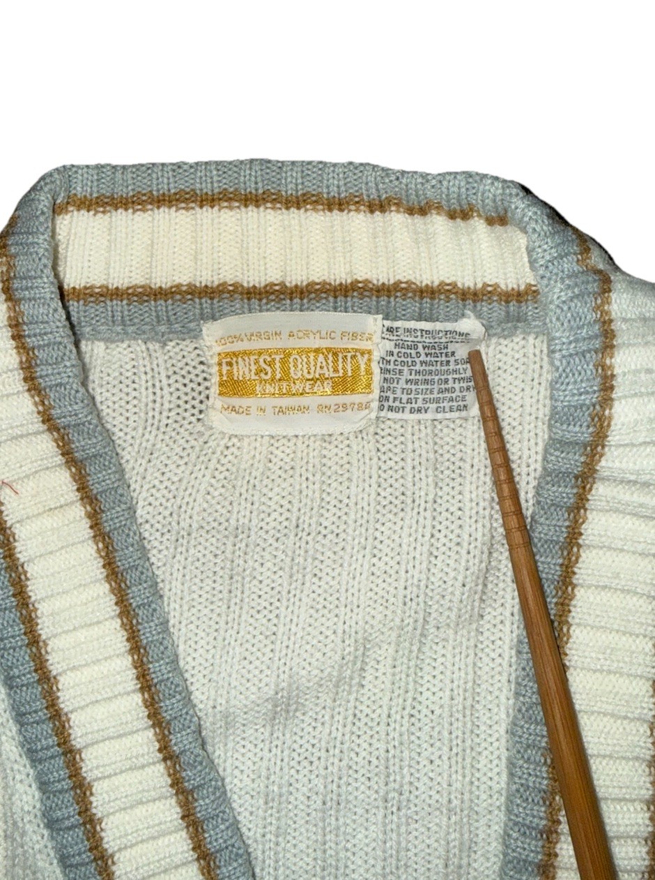 1960s Vintage Knit Cardigan Sweater Cream Tan 100% Acrylic