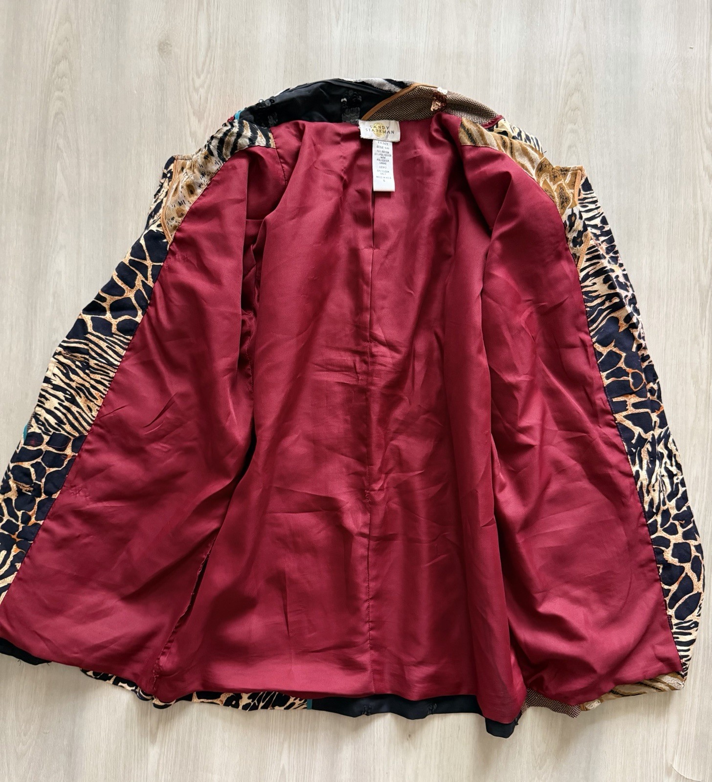 Vintage Sandy Starkman Mixed-Media Wearable Art Animal Prints Sz S