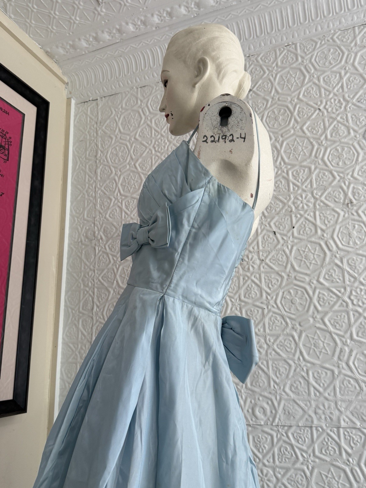 vintage 1950s gown baby blue taffeta bridesmaid prom small xs prom dress bridal