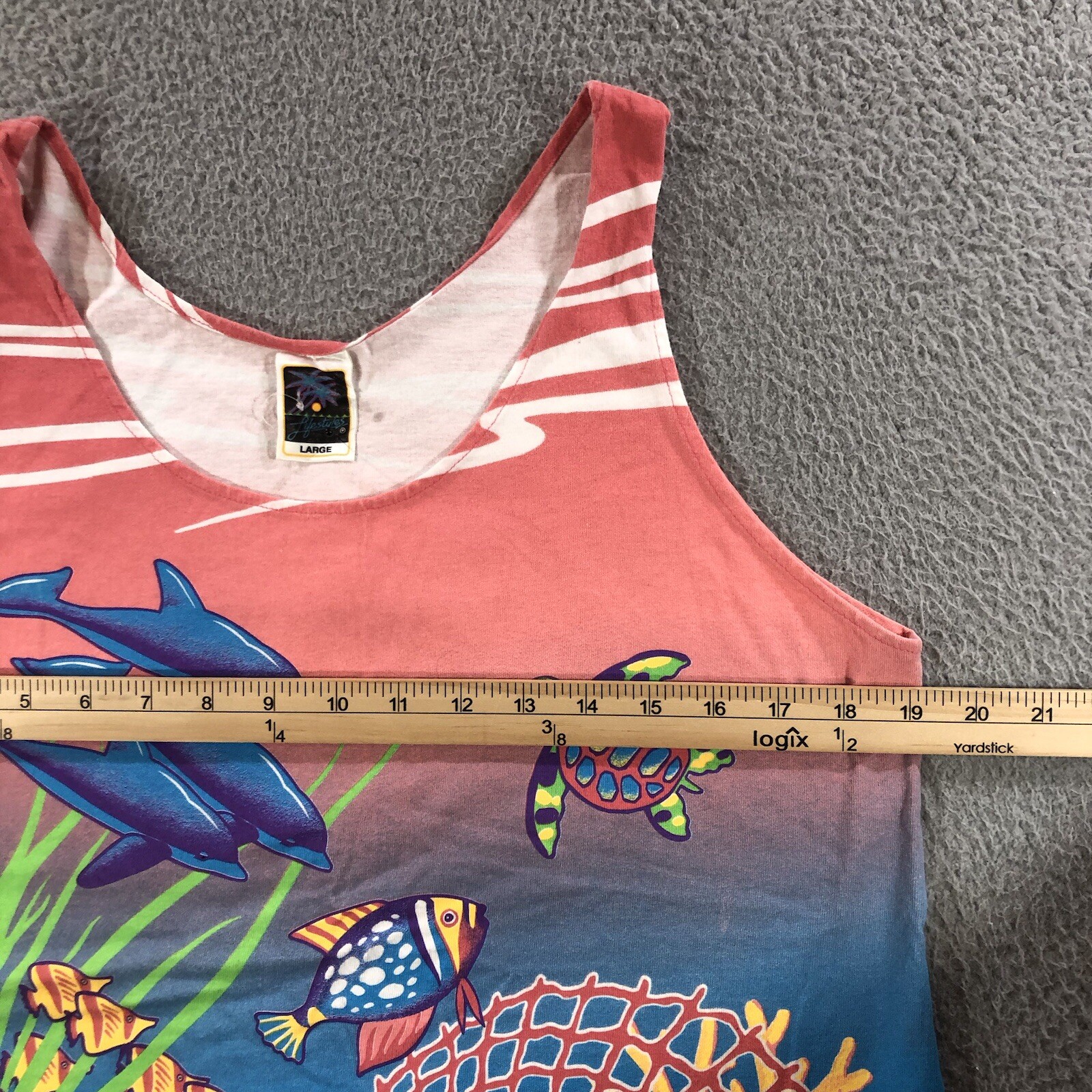 Vtg 90’s Lifestyles Resort Wear Tank Top Women’s L Pink AOP Hawaii Crazy Shirt
