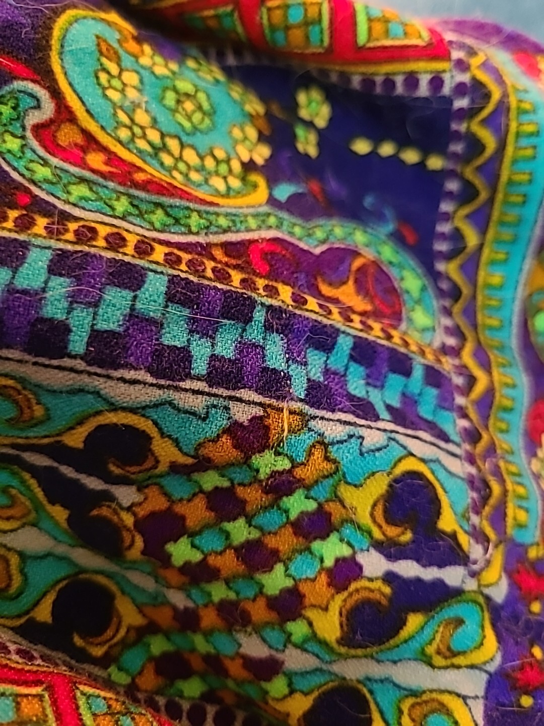 Vtg 60’s 70’s Handmade Purple Yellow Psychedelic Maxi Hippie Bat Wing Dress- Med