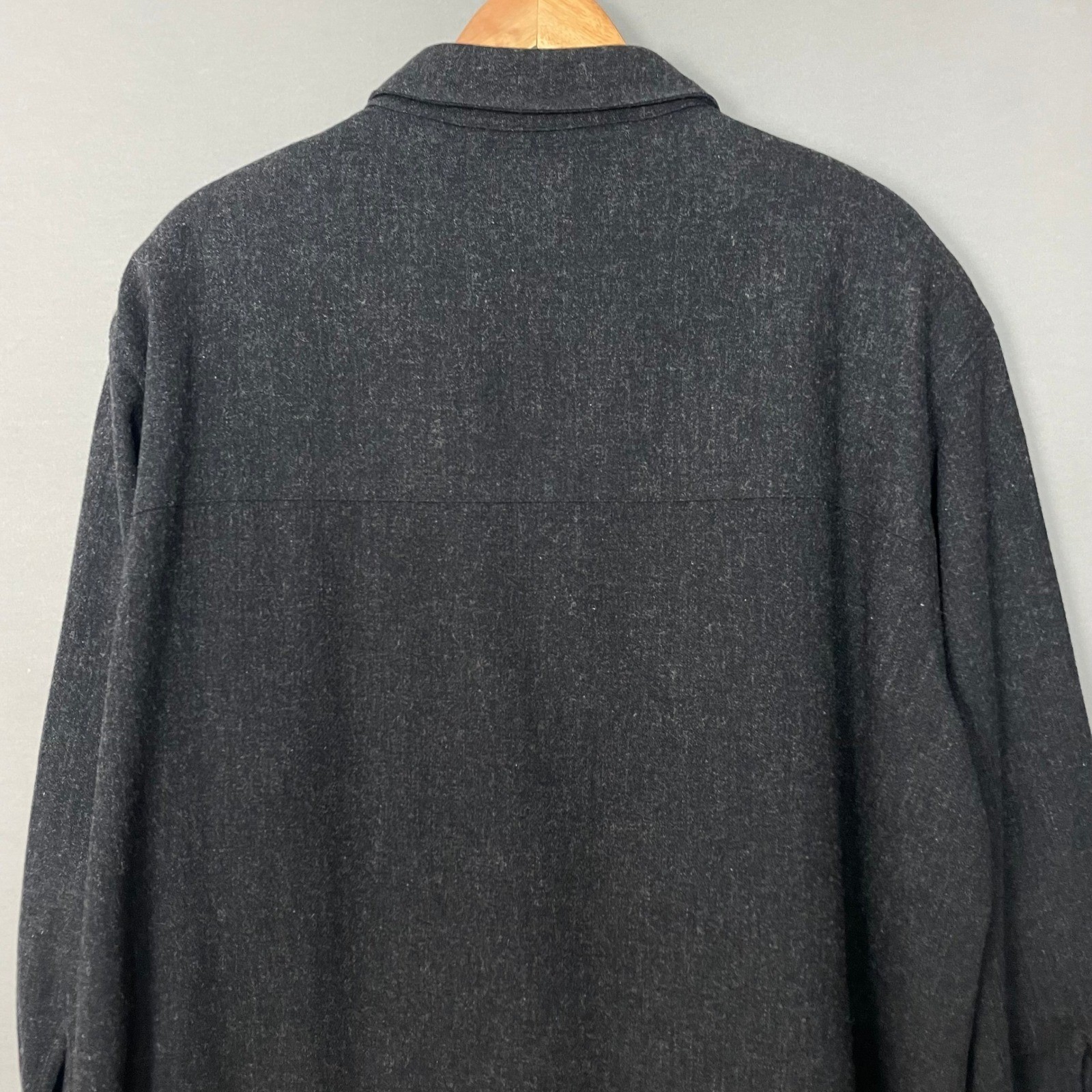 Vintage Nordstrom Top Merino Wool Patch Pockets Women 2X Charcoal Gray Neutral