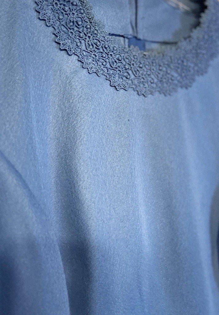 Vintage 1960s Womens 8 Blue Mod Shift Dress Lace Collar A Line Retro Mad Men