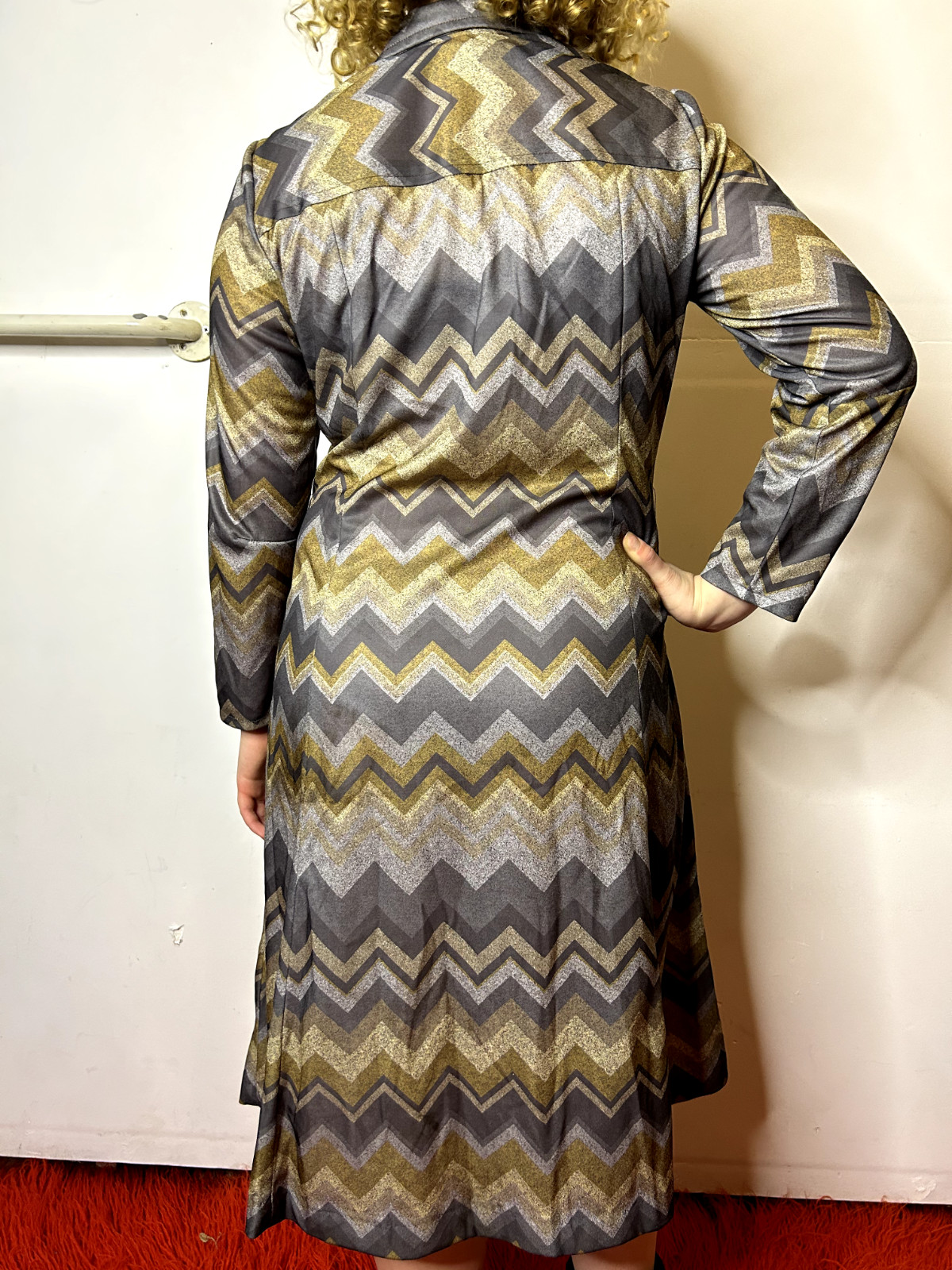Vintage Australian ANTOINETTE 1960s Terylene Dress Mod Geometric Abstract AU 14