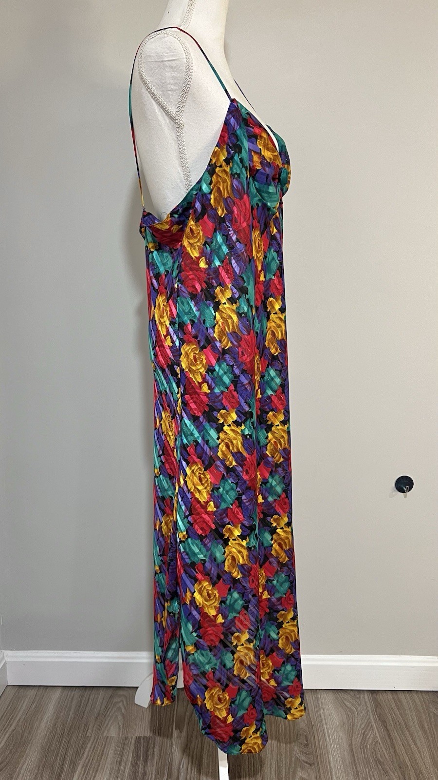 Vintage 90s ‘Circa 2000’ Multicolor Floral Robe and Slip Pajama Set Size 2X