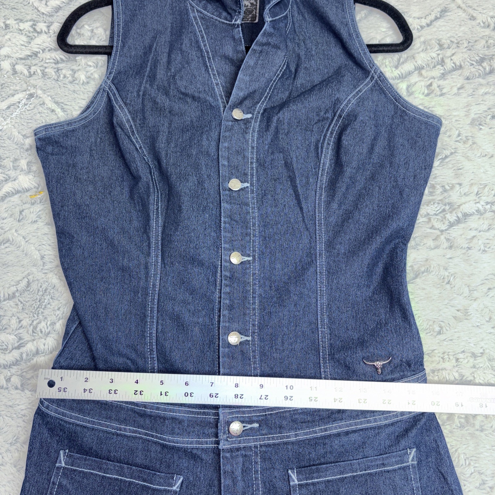 Vintage Sergio Valente Denim Cropped Jumpsuit Size 32 (12-14)