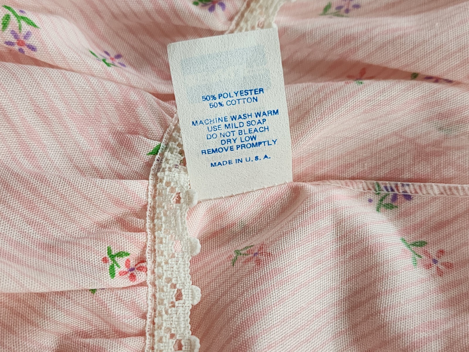 Vintage Nightgown PINK Floral MEDIUM Long gown Cotton Blend NOS so PRETTY!