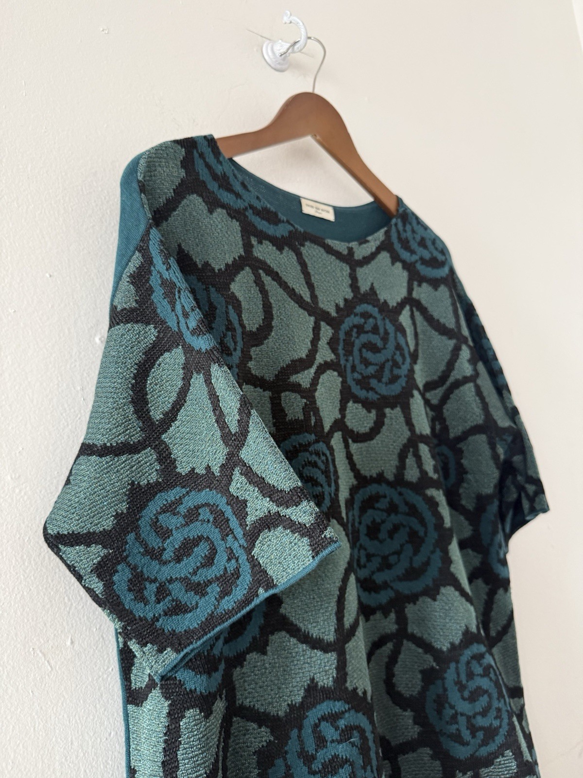 Vintage Dries Van Noten Rose Jacquard Knit Oversized Sweater/Tunic Avant Garde