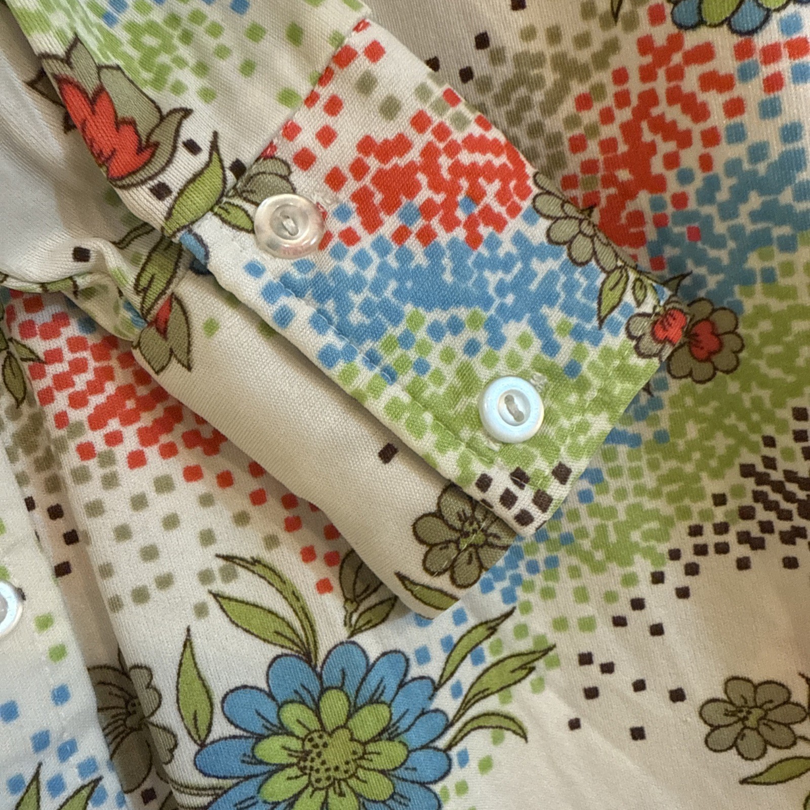 Robert Firenze Butterfly Collar Blouse Small – Floral Geometric Print Nylon NWOT