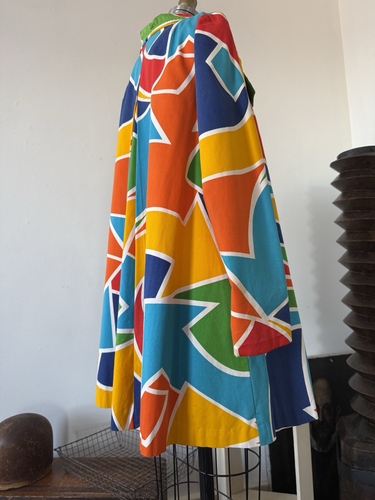 60s Mod Psychedelic Pop Art Print A-Line Swing Coat/ Statement Jacket/Mini Dress