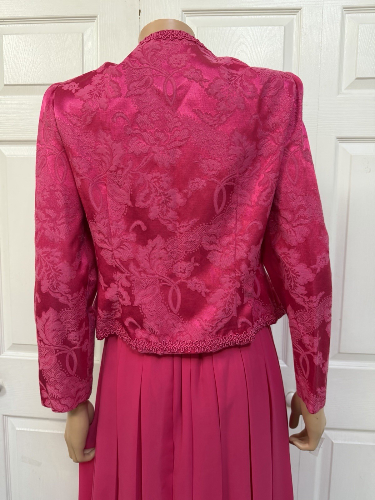 VTG Hot Pink Fuchsia Dress with Jacket Women’s Size 12