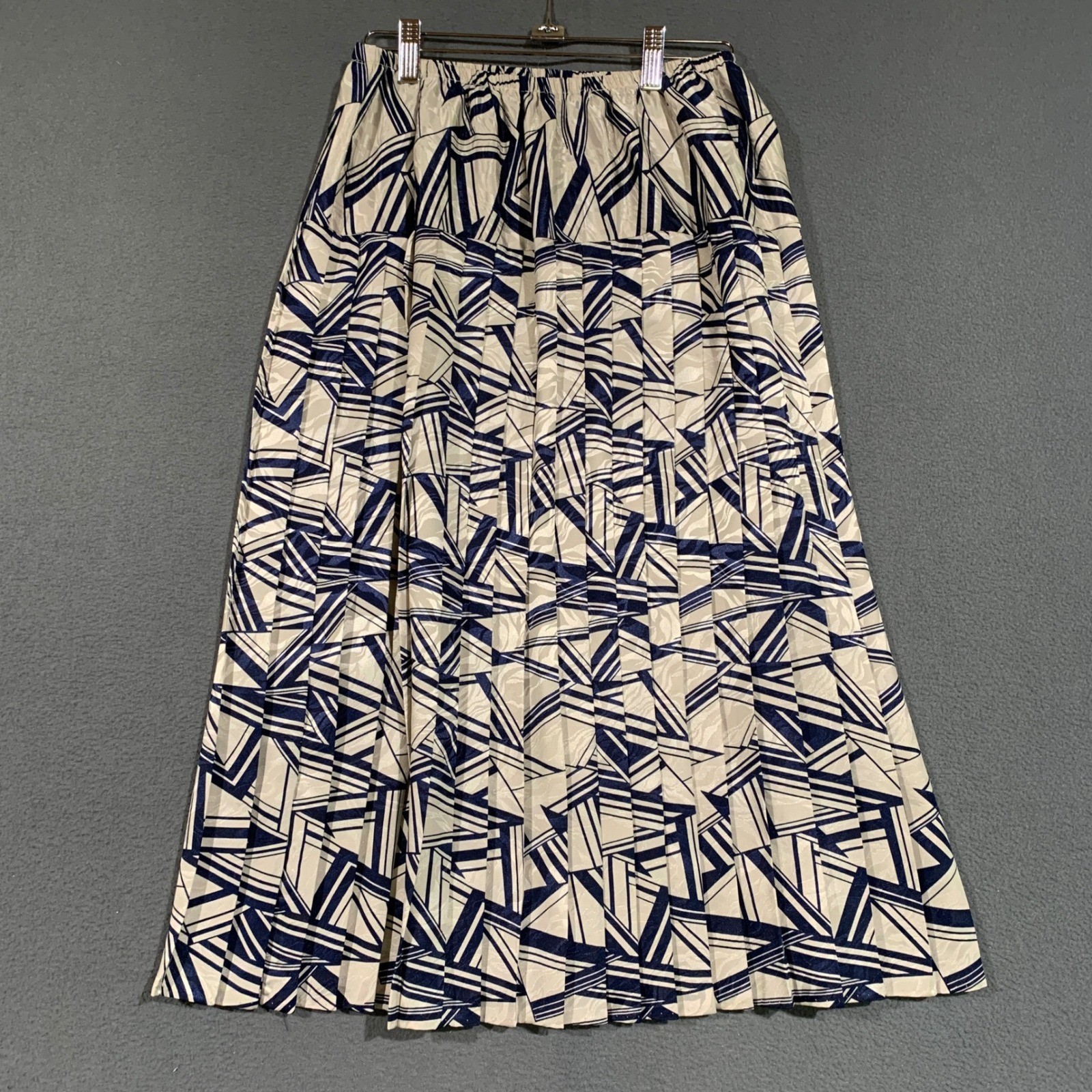 JoHanna York Skirt Suit Womens M VTG 80s Geometric Navy Gold Professional Set