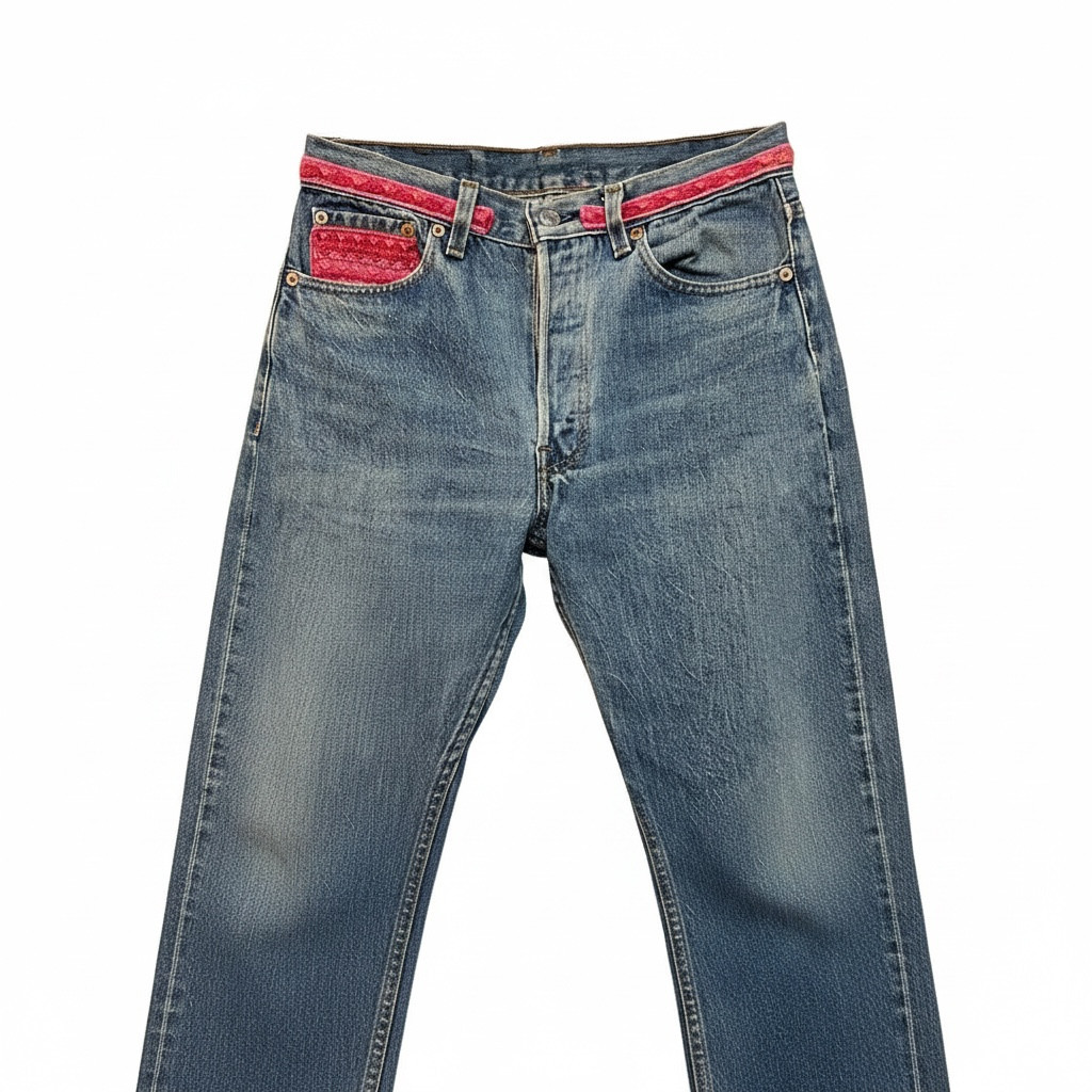 Vintage 1990’s Buzz 18 Embellished Levi’s 501 Jeans W30 28.5” Waist USA Pink