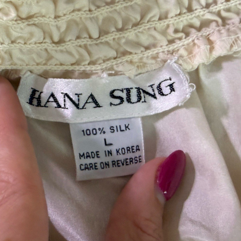 Hana Sung vintage ivory midi silk skirt elastic waist