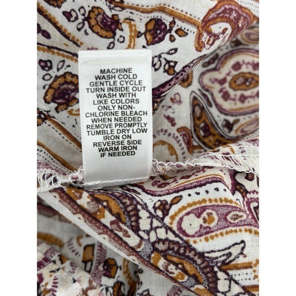 EST 1946, Boho Peasant Top Cotton Cream Brown Cottagecore Long Sleeve Hippie