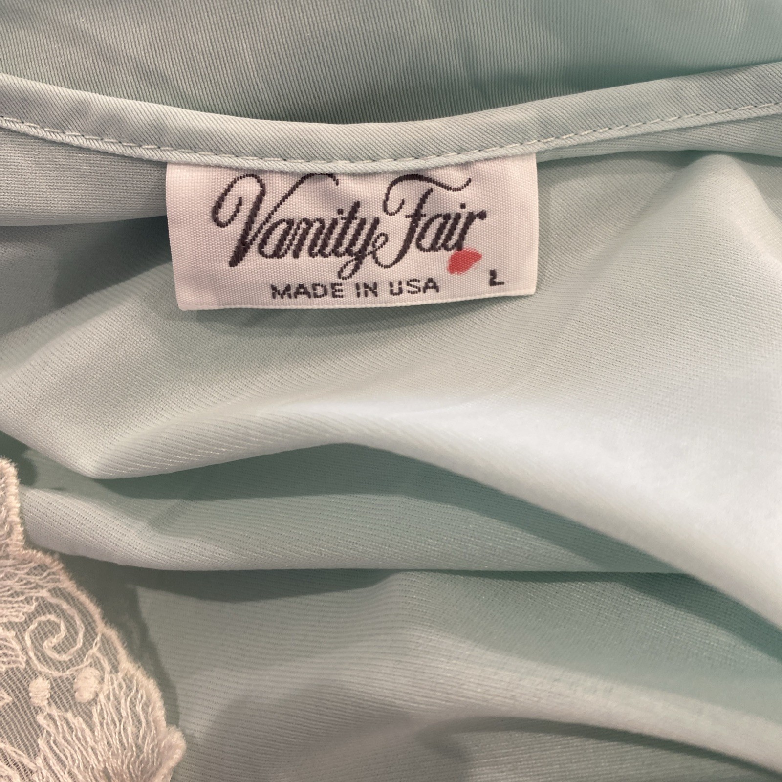 VTG 60’ Vanity Fair 2 Pc. Pajama Set Mint Green w/Beautiful Floral Lace Size L