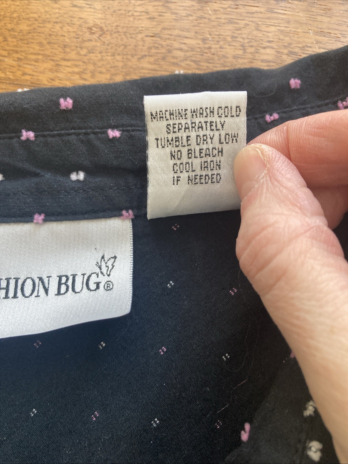 Vtg 90s Fashion Bug Plus Size Blouse Black Pink White Polka Dot Star Embroidered