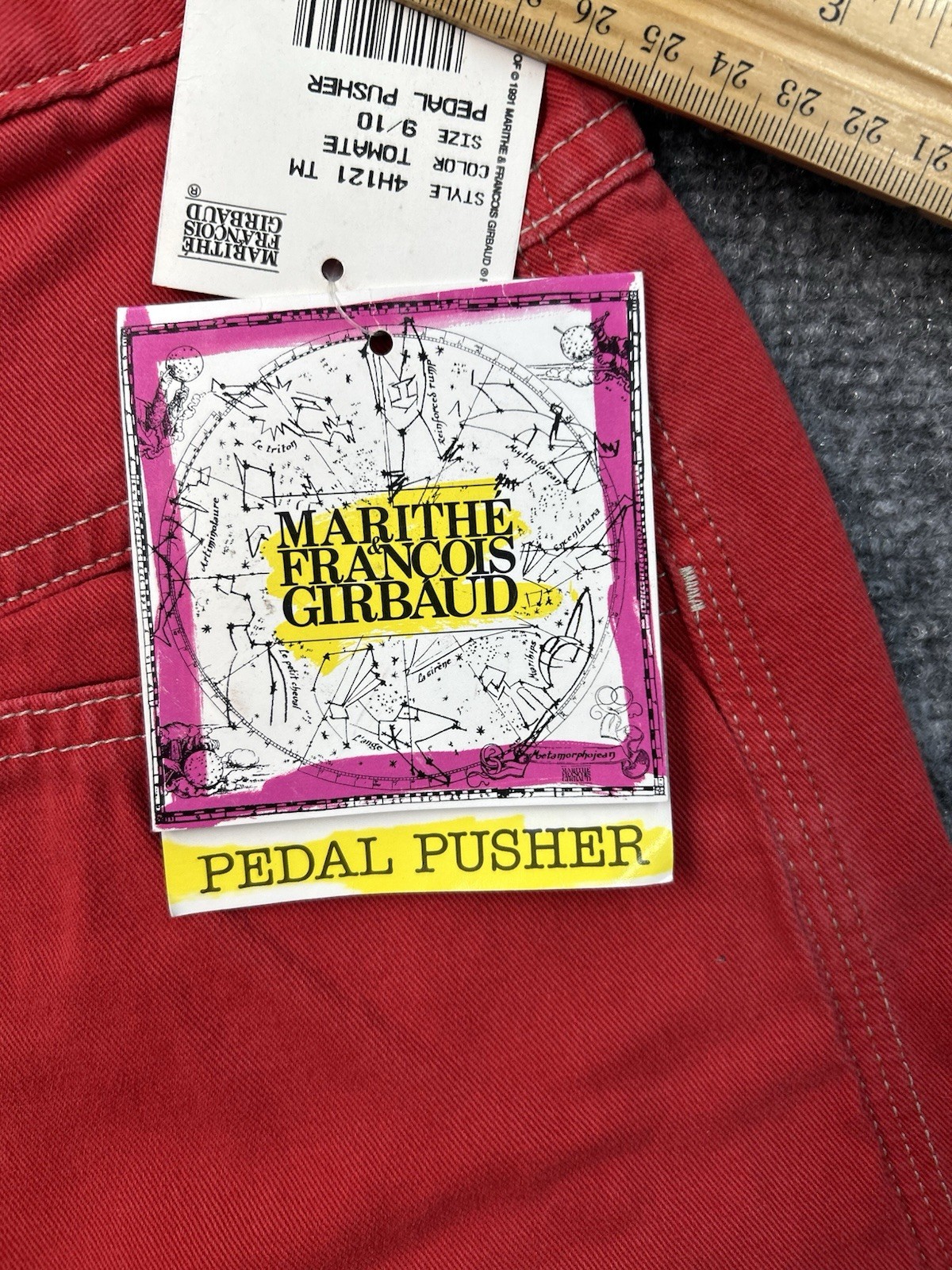Pedal Pusher’s Vintage Red Size 9-10 100 % Cotton Made In USA